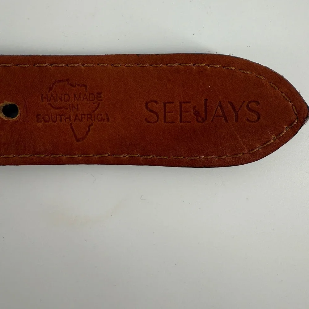 See Jays Mens Size 32 Leather Canvas Golf Club Belt Brass Buckle‎ Green Brown